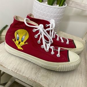 Vintage 1993 Looney Tunes Keds Red Hi-Tops with Tweety Bird